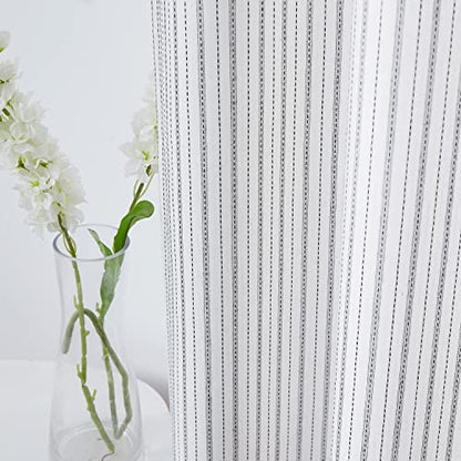 SXZJTEX Black White Striped Sheer Curtains 63 Inch Living Room Bedroom - color: Black, size: 40"W x 63"L (Pack of 2)