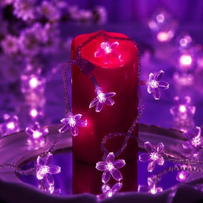 9.8ft 30 LED Purple Cherry Blossom Flower, USB/Battery Operated Fairy Light - color: Purple