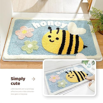 Molesun Bee Bath Mat 20x31, Soft Absorbent Microfiber Bath Rugs - color: Honeybee, size: 20" x 31"