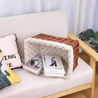 Small Rectangular Wicker Storage Basket With Liner