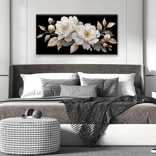 Elegant White Flower Wall Art Prints 20"x40" Canvas Wall Art For Bedroom - color: HX7D, size: 40"L x 20"W