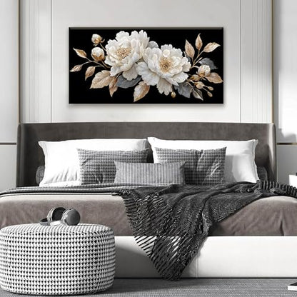Elegant White Flower Wall Art Prints 20"x40" Canvas Wall Art For Bedroom - color: HX7D, size: 40"L x 20"W
