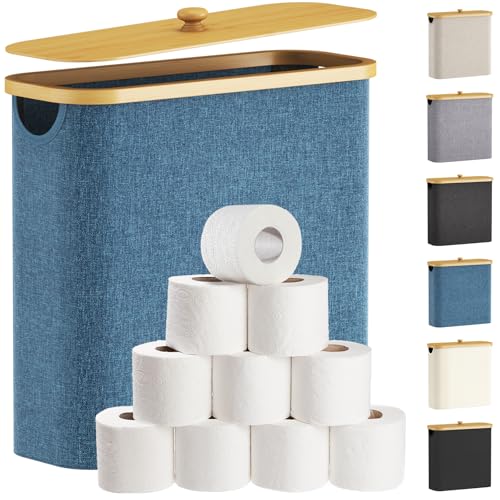 Lifewit Toilet Paper Storage Holder, Extra Large Stand Basket 30L Dark Blue - color: Dark Blue, size: 30L