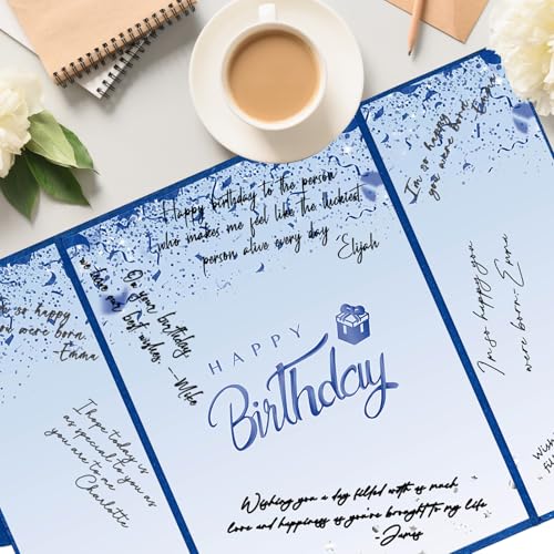 Crenics Blue Birthday Guest Sign in Book Alternative 18" x 12" - color: Blue