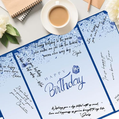Crenics Blue Birthday Guest Sign in Book Alternative 18" x 12" - color: Blue