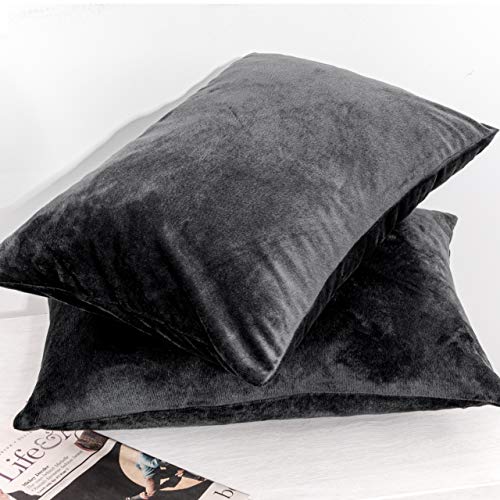 NTBAY Toddler Velvet Pillowcases, Set of 2, Zipper, Black - color: Black, size: 18" x 13" (Pack of 2)