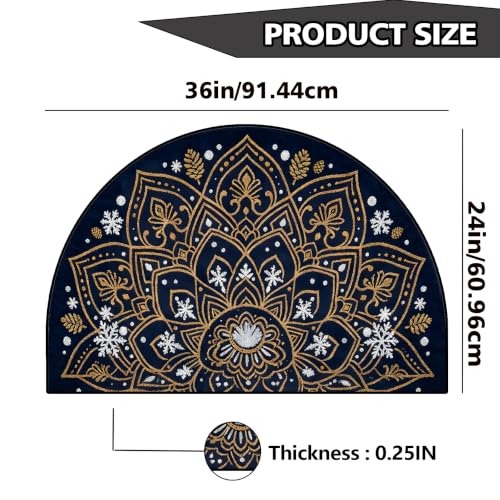 Christmas Half Round Door Mat 24"x36", Non-Slip Indoor Entryway Rug - color: Multicolor-8