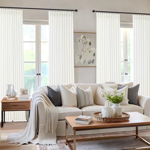 Cream Pinch Pleated Curtains 63 Inch Length for Living Room - color: Cream, size: 40"W x 63"L (Pack of 2)