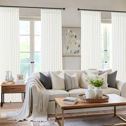 Cream Pinch Pleated Curtains 63 Inch Length for Living Room - color: Cream, size: 40"W x 63"L (Pack of 2)
