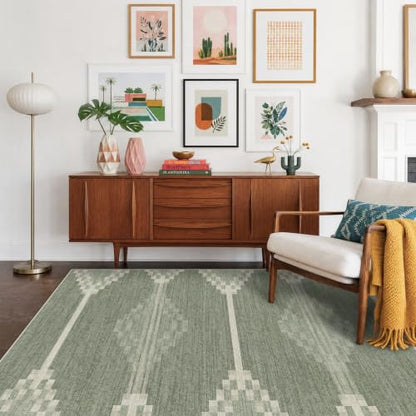 5x7 Area Rugs Washable Rug Carpet for Living Room Bedroom - Green - color: Sage Green, size: 5' x 7' (Rectangular)