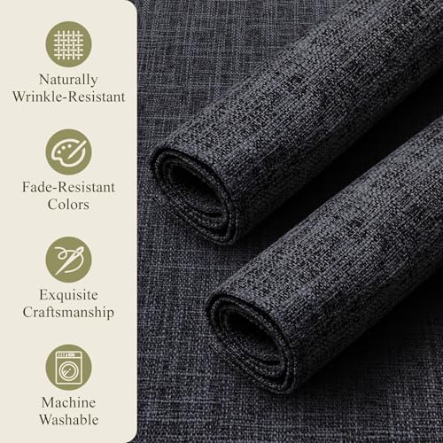 KXN Placemats Set of 4, Durable Dual-Layer Fabric Table Mats, Dark Gray - color: Dark Gray