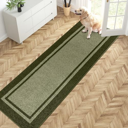 PURRUGS Hallway Runner Rug, 24" x 84", Budding Green & Sage Green - color: Budding Green & Sage Green, size: 24" X 84"