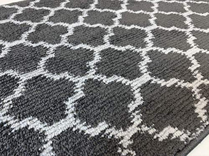 REMNAZ Custom Size Hallway Runner Rug, Trellis Dark Gray, 31 in x 6 ft - color: Trellis / Dark Grey, size: 31 inch Width X 6 Feet Length