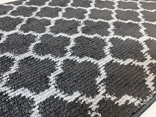REMNAZ Custom Size Hallway Runner Rug, Trellis Dark Gray, 31 in x 7 ft - color: Trellis / Dark Grey, size: 31 inch Width X 7 Feet Length