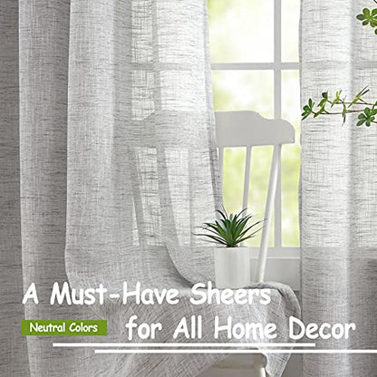 Semi Sheer Curtains Grey Faux Linen Textured Small Window Panels 52x45" 2pk - color: Soft Grey - Rod Pocket, size: 52"W x 45"L (Pack of 2)
