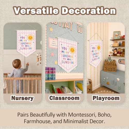 You Are My Sunshine Baby Girl Nursery Decor Wall Hanging Flag - color: 04-You Are My Sunshine Pink (Beige)