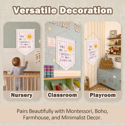 You Are My Sunshine Baby Girl Nursery Decor Wall Hanging Flag - color: 04-You Are My Sunshine Pink (Beige)