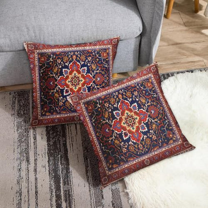 Britimes Throw Pillow Covers Set of 2, 18 x 18 Inch, Bohemian Red - color: Ethnic Tribal 11, size: 18" x 18" (Pack of 2)