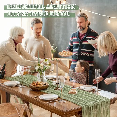 Cheesecloth Table Runner, 10 Ft, Boho Rustic, Sage Green, 1 Pcs - color: Sage Green