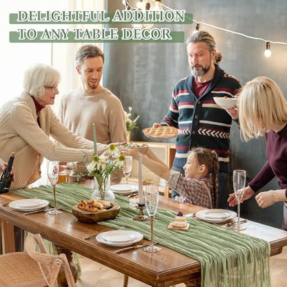 Cheesecloth Table Runner, 10 Ft, Boho Rustic, Sage Green, 1 Pcs - color: Sage Green