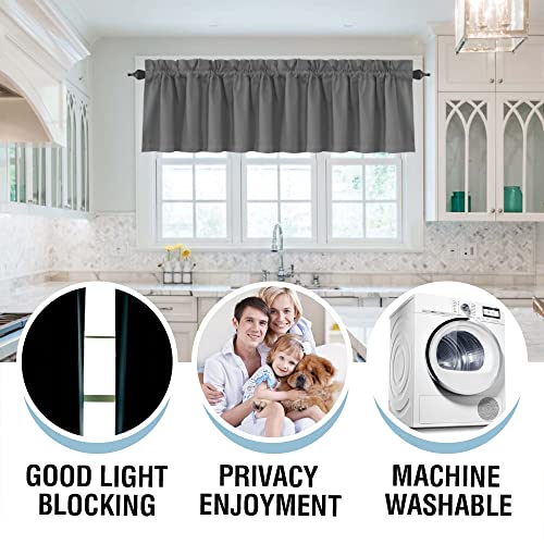 H.VERSAILTEX 100% Blackout Valances for Windows,Thermal Insulated Room Darkening Valance Rod Pocket Short Window Valances for Living Room Bathroom 52 Inch by 18 Inch 2 Pack Gray - color: Grey