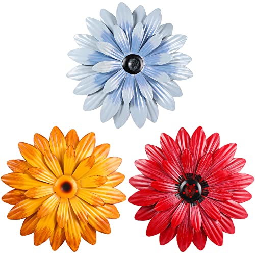 Hotop 3 Pcs Metal Flower Wall Art for Outdoor Decor, 8 Inches, Retro - color: Retro, size: 8 Inches