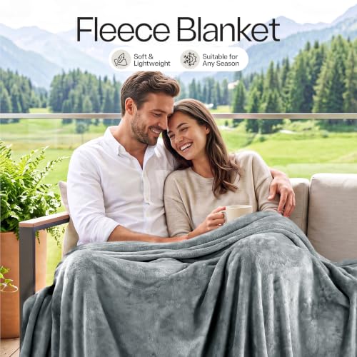 Soft Fleece Blanket for Bed Twin Size Cool Grey (60x80 Inch) - color: Cool Grey, size: Twin (60x80 Inch)