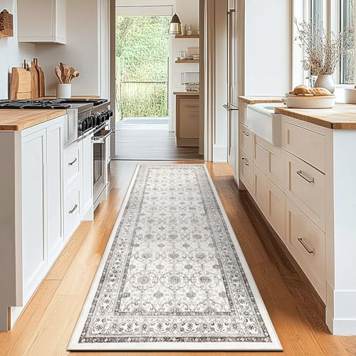 jinchan 2x10 Vintage Floral Rug, Washable Runner Rug, Beige - color: Multi Beige, size: 2' x 10' (Rectangular)
