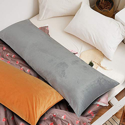 NTBAY Velvet Body Pillow Cover, 20 x 54, Zipper, Charcoal Grey - color: Charcoal Grey, size: 54" x 20" (Pack of 1)