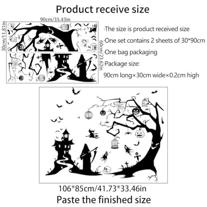 Halloween Wall Sticker Black Tree Branches Wall Decal Peel and Stick Horror Bat Wall Decor Halloween Castle Ghost Wall Stickers for Living Room