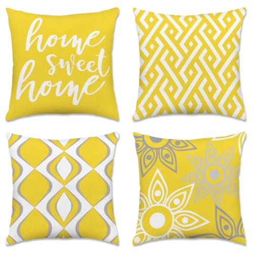 Hexagram Throw Pillow Covers 18x18, Yellow Outdoor Pillow Covers Set of 4 - color: Yellow2, size: 18" x 18" (Pack of 4)