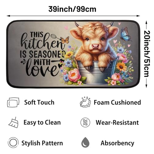 Highland Cow Kitchen Rug Non-Slip Indoor Carpet Absorbent Welcome Mat - color: A:a-1