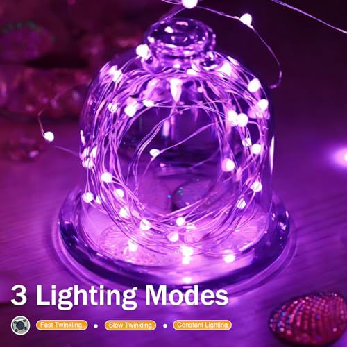8 Pcs Purple Fairy Lights Waterproof 7Ft 20LED String Light - color: Purple, size: 8 PCS