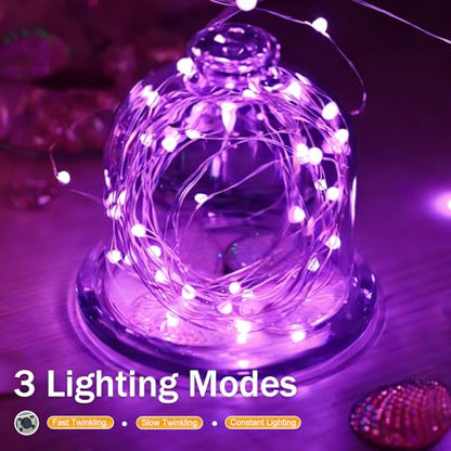 8 Pcs Purple Fairy Lights Waterproof 7Ft 20LED String Light - color: Purple, size: 8 PCS
