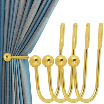 Curtain Holdback, 4 Pcs Wall Mounted Drapery Tiebacks with Screws, Gold - color: 4 Pcs, Gold