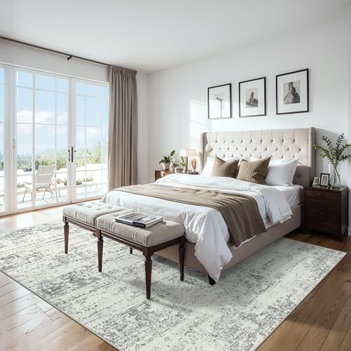 PLHXFR 8x10 Area Rug Living Room: Modern Abstract Washable Carpet Grey - color: Grey, size: 8' x 10' (Rectangular)