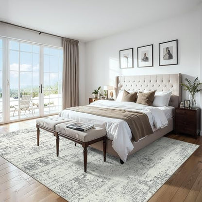 PLHXFR 8x10 Area Rug Living Room: Modern Abstract Washable Carpet Grey - color: Grey, size: 8' x 10' (Rectangular)