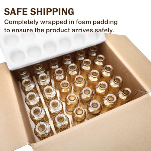 Glass Bud Vases Set of 30, Small Gold Amber Flower Vases Bulk - color: Amber Gold