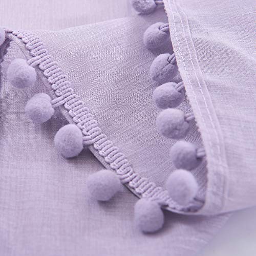 Pompom Sheer Curtains for Living Room 72" Lilac Girl Window Drapes Lavender - color: Lilac, size: 52"W x 72"L (Pack of 2)