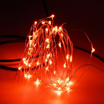 Karlling USB Plug in LED Fairy Lights,50 LED Bulbs 16 Ft Silver Wire Starry String Lights for Bedroom Patio Garden Party Wedding Commercial Lighting (Red) - color: Red, size: 50 Leds