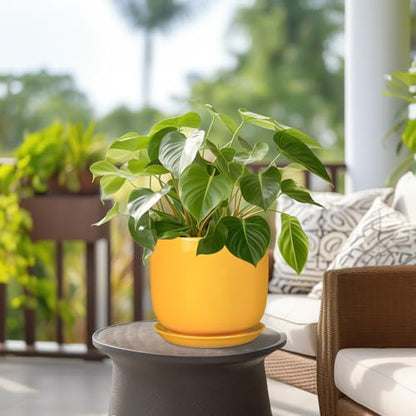 Ceramic Plant Pot 8 Inch, Indoor Planter, Yellow - color: Gloss Yellow, size: 8 Inch