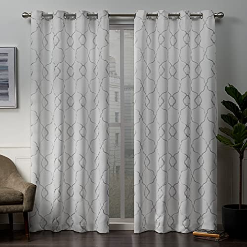 EXCLUSIVE HOME Belmont Embroidered Room Darkening Blackout Grommet Top Curtain Panel Pair, 52"x84", Winter - color: Winter, size: 52"W x 84"L (Pack of 2)