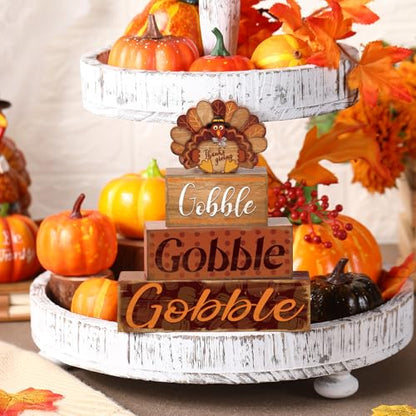4 Pcs Thanksgiving Decor for Home Turkey Cute Wooden Sign with Sayings - style: Turkey