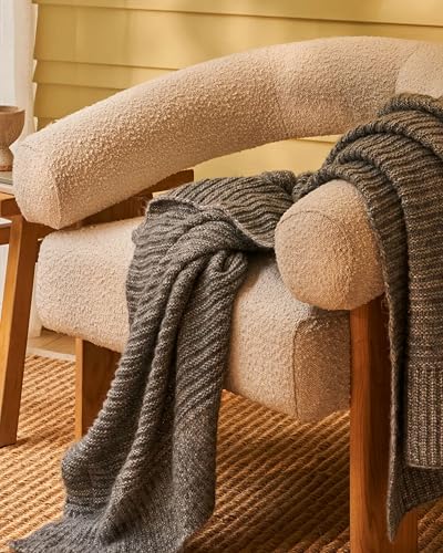 UnHide Melange Knit Blanket, Textured and Ultra-Soft Wool Throw Blanket - color: Silver Fox, size: Melange Wool (60" x 80")