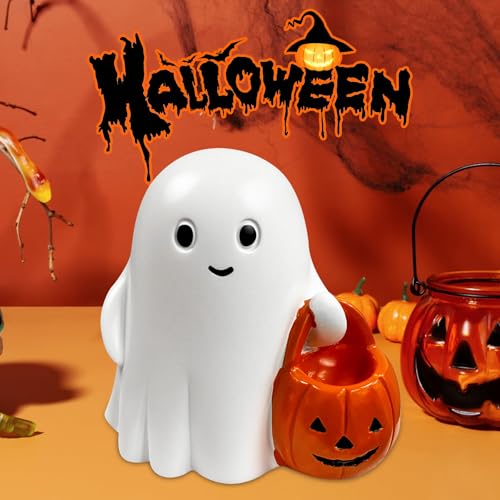White Decorative Halloween Ghost Figurine (White Pumpkin Ghost) - color: White Pumpkin Ghost
