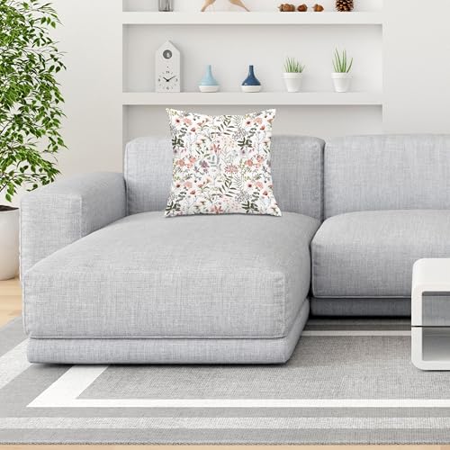 Nature 와일드 플로럴 보태니컬 베개 커버 45.7 x 45.7cm(18 x 18인치), 꽃 방 장식, 소박한 코티지 코어 야생화 식물 장식 쿠션 커버 침실 거실 홈 오피스 - color: 색상 06
