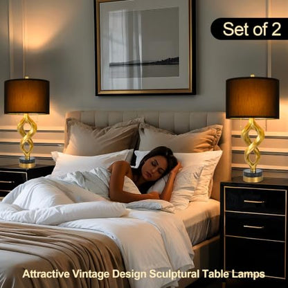 Scenkoy 26” Table Lamp Set of 2 for Bedroom Living Room, Antique Gold Leaf - size: 26 inches Gold Leaf -032