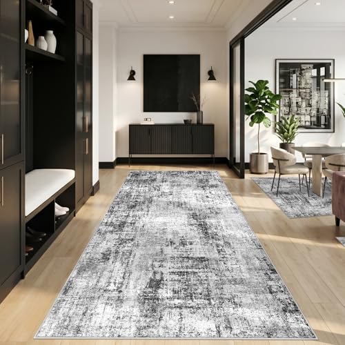 5x10 Rug for Living Room: Non-Slip Washable Hallway Runner Rug Black - color: Black, size: 5' x 10' (Runner)