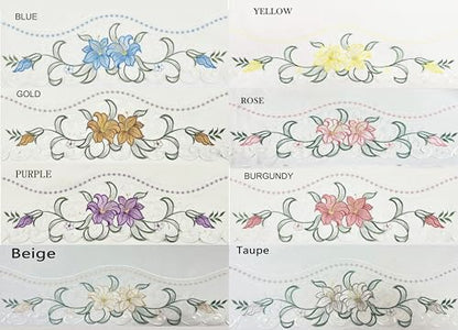 GOHD Lily Fragrance 3pcs Colorful Embroidery Kitchen Cafe Curtain Set.Taupe - color: Taupe