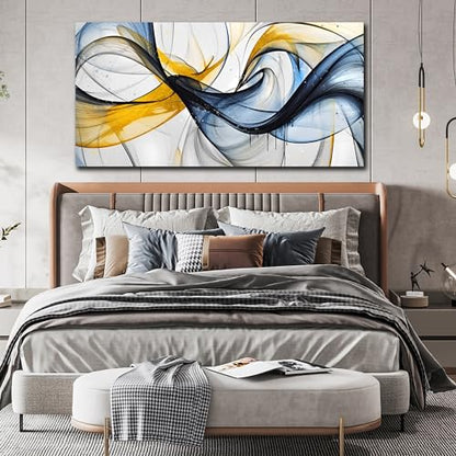 THRLVEART Abstract Wall Art Living Room - Large Canvas Prints Wall Art for Bedroom Ready to Hang Size 29" x 59" - color: Blue Yellow, size: 59"L x 29"W